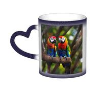 KLJnmbb Colorful Parrots On Tree Print Starry Sky Color-Changing Mug Ceramic Gift Home Office Cafe Coffee Mugs Holiday