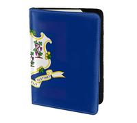 KLJnmbb Connecticut State Flag Print 5.5in Passport Travel Document Wallet Secure Compact Stylish for Men and Women