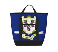 KLJnmbb Connecticut State Flagprint Tote Bag Large Capacity Insulated Thermal For Daily Lunch Picnic Beach Shopping