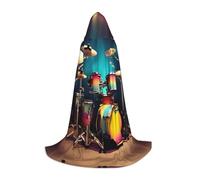 KLJnmbb Cool Drums Set Print Carnival Hooded Cloak Cosplay Costume Festival Celebrations Events Outdoor Wear