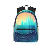 KLJnmbb Cool Music Sound Wave Print Unisex Lightweight Casual Backpack Water-Resistant Commuting Outdoor Adventures