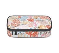 KLJnmbb Coral Reef Print Travel Pencil Case 8.3 X 2 X 3.7 Inches Functional Storage Bag for Office Supplies
