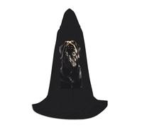 KLJnmbb Cute Black Pug Dog Print Hooded Cloak Adults Teens Kids Variety Wizard Cape Robehalloween Carnival Cosplay