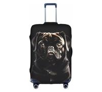 KLJnmbb Cute Black Pug Dog Print Suitcase Cover Elastic Washable Anti Scratch Luggage Protector Dustproof Stylish