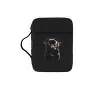 KLJnmbb Cute Black Pug Dog Print Waterproof Bible Storage Bag Religious Organizer Scripture Holder for Church Travel