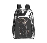 KLJnmbb Cute Black Pug Dog-standard-scale-2_00x Print Unisex See Through Bag Clear Backpack with Pocket School Hiking Work Outdoor Use