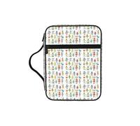 KLJnmbb Cute Cartoon Robots Print Waterproof Bible Storage Bag Religious Organizer Scripture Holder for Church Travel
