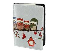 KLJnmbb Cute Christmas Owls On Branch Print 5.5in Passport Travel Document Wallet Secure Compact Stylish for Men and Women