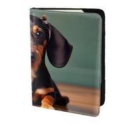 KLJnmbb Cute Dachshund Duggee Print 5.5in Passport Travel Document Wallet Secure Compact Stylish for Men and Women