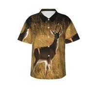 KLJnmbb Cute Deers Print Hawaiian Shirt Soft for Men Short Sleeve Button Down Shirt for Beach Vacation Black