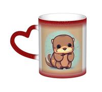 KLJnmbb Cute Otter Print Starry Sky Color-Changing Mug Ceramic Gift Home Office Cafe Coffee Mugs Holiday