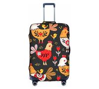 KLJnmbb Cute Rooster Chickens Print Suitcase Cover Elastic Washable Anti Scratch Luggage Protector Dustproof Stylish