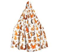 KLJnmbb Cute Squirrels Print Halloween Hooded Cloak With Vibrant Full Length Adult Unisex Cosplay Costume