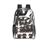 KLJnmbb Dachshund Weiner Pet Dog Print Unisex See Through Bag Clear Backpack with Pocket School Hiking Work Outdoor Use