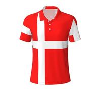 KLJnmbb Denmark Danish Flag Print Breathable Polo Shirts Men Stylish Short Sleeve Casual Outings Fathers Day Presents Black