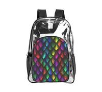 KLJnmbb Dragon Scale Print Unisex See Through Bag Clear Backpack with Pocket School Hiking Work Outdoor Use