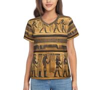 KLJnmbb Egypt Hieroglyphics Print Casual T Shirt for Women Classic Short Sleeve Tee Soft Suitable Work Office Black