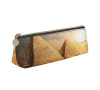 KLJnmbb Egyptian Pyramid in Desert Print Elegant Pencil Case Large Capacity Triangle Pouch with Zipper for Writing Tools
