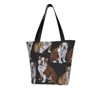 KLJnmbb English Bulldogs Print Functional Shoulder Bag Travel Beach Trendy Handbag Daily Vacation Work Summer Use