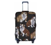 KLJnmbb English Bulldogs Print Suitcase Cover Elastic Washable Anti Scratch Luggage Protector Dustproof Stylish
