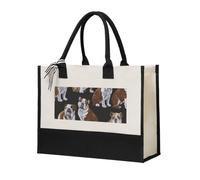 KLJnmbb English Bulldogs Print Tote Bag Canvas Gift Large Capacity Eco-Friendly For Travel Office Weekend Trips