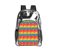 KLJnmbb Fantastic Parrot Feather Print Unisex See Through Bag Clear Backpack with Pocket School Hiking Work Outdoor Use