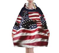 KLJnmbb Firefighter American Flag Print Adults Cozy Oversized Blanket Hoodie Family Winter Lightweight And Easy To Wear Black