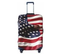 KLJnmbb Firefighter American Flag Print Universal Suitcase Cover Luggage Protector Elastic Washable Travel Luggage Cover