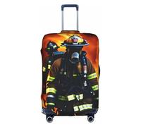 KLJnmbb Firefighter Fireman Flame Print Suitcase Cover Elastic Washable Anti Scratch Luggage Protector Dustproof Stylish