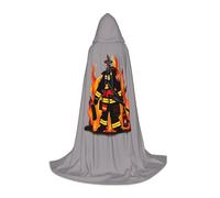 KLJnmbb Firefighter Fireman Print Carnival Hooded Cloak Cosplay Costume Festival Celebrations Events Outdoor Wear