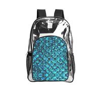 KLJnmbb Fish Scale. Print Unisex See Through Bag Clear Backpack with Pocket School Hiking Work Outdoor Use