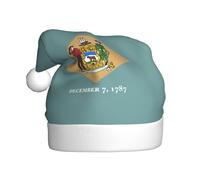 KLJnmbb Flag of Delaware Print Adult Santa Hat for Holiday New Year Celebrations Party Accessory Christmas Cap