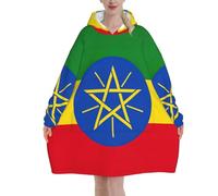 KLJnmbb Flag Of Ethiopia Print Adults Cozy Oversized Blanket Hoodie Family Winter Lightweight And Easy To Wear Black