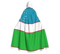 KLJnmbb Flag Of The Republic Of Uzbekistan Print Halloween Hooded Cloak With Vibrant Full Length Adult Unisex Cosplay Costume