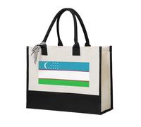 KLJnmbb Flag Of The Republic Of Uzbekistan Print Tote Bag Canvas Gift Large Capacity Eco-Friendly For Travel Office Weekend Trips