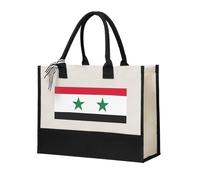 KLJnmbb Flag Of The Syrian Arab Republic Print Tote Bag Canvas Gift Large Capacity Eco-Friendly For Travel Office Weekend Trips