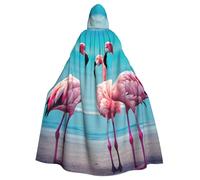 KLJnmbb Flamingo Beach Print Halloween Hooded Cloak With Vibrant Full Length Adult Unisex Cosplay Costume