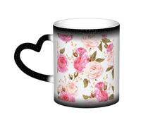 KLJnmbb Floral Flower Rose Pink Print Starry Sky Color-Changing Mug Ceramic Gift Home Office Cafe Coffee Mugs Holiday