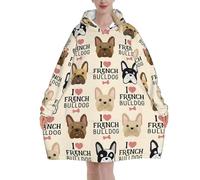 KLJnmbb French Bulldog Print Adults Cozy Oversized Blanket Hoodie Family Winter Lightweight And Easy To Wear Black