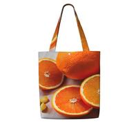 KLJnmbb Fresh Orange Fruit Print Canvas Shoulder Bag Large Capacity Tote Office Shopping Casual Travel Beach Picnic