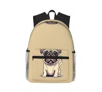 KLJnmbb Funny Cartoon Pug Puppy Dogs Print Unisex Lightweight Casual Backpack Water-Resistant Commuting Outdoor Adventures