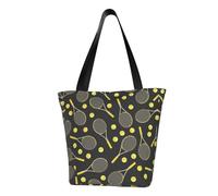 KLJnmbb Funny Tennis Racquets and Tennis Balls Print Functional Shoulder Bag Travel Beach Trendy Handbag Daily Vacation Work Summer Use