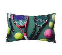 KLJnmbb Funny Tennis Racquets and Tennis Balls Print Pillow Case Soft Breathable Washable Cover for Bedroom Living Room Decor Bedding