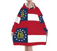 KLJnmbb Georgia Flag Print Adults Cozy Oversized Blanket Hoodie Family Winter Lightweight And Easy To Wear Black