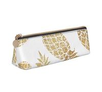 KLJnmbb Golden Pineapple Background Print Elegant Pencil Case Large Capacity Triangle Pouch with Zipper for Writing Tools