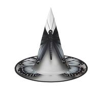 KLJnmbb Gray Teal Flower Butterfly Print Unisex Halloween Witch Hat Adults And Teens Cap Parties Carnivals Costumes Caps