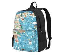 KLJnmbb Greece Map Print Large Capacity Backpack Lightweight Hiking Outdoor Adventures Daily Commuting