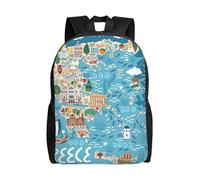 KLJnmbb Greece Map Print Men Women Stylish Waterproof Backpack For Travel Hiking Camping Lightweight Daypack