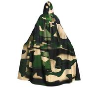 KLJnmbb Green Army Digital Camouflage Print Hooded Cloak Cosplay Adult Halloween Christmas Carnival Theme Parties Versatile