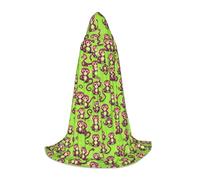 KLJnmbb Green Clever Monkey Print Hooded Cloak Adults Teens Kids Variety Wizard Cape Robehalloween Carnival Cosplay